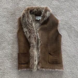 Jigsaw Tan and Cream Fur Vest